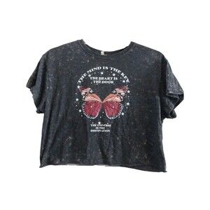 Self Esteem Shirt Women’s XLarge Butterfly Cropped Short Sleeve Black